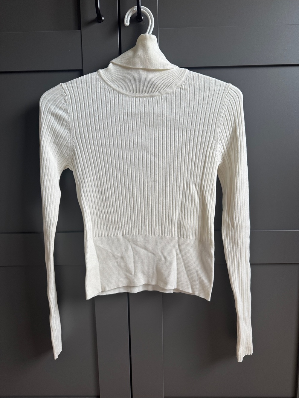 NWT Zara Women's White Ribbed Turtleneck Sweater Top